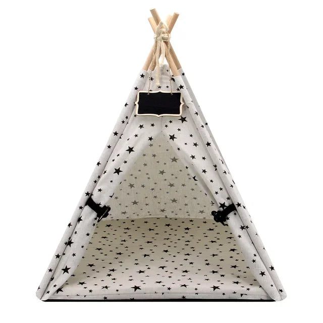 Pet Tent House Cat Bed Portable Teepee Thick Cushion Available for Dog Puppy Outdoor Indoor Portable Linen Pet Dog Tent Supplies