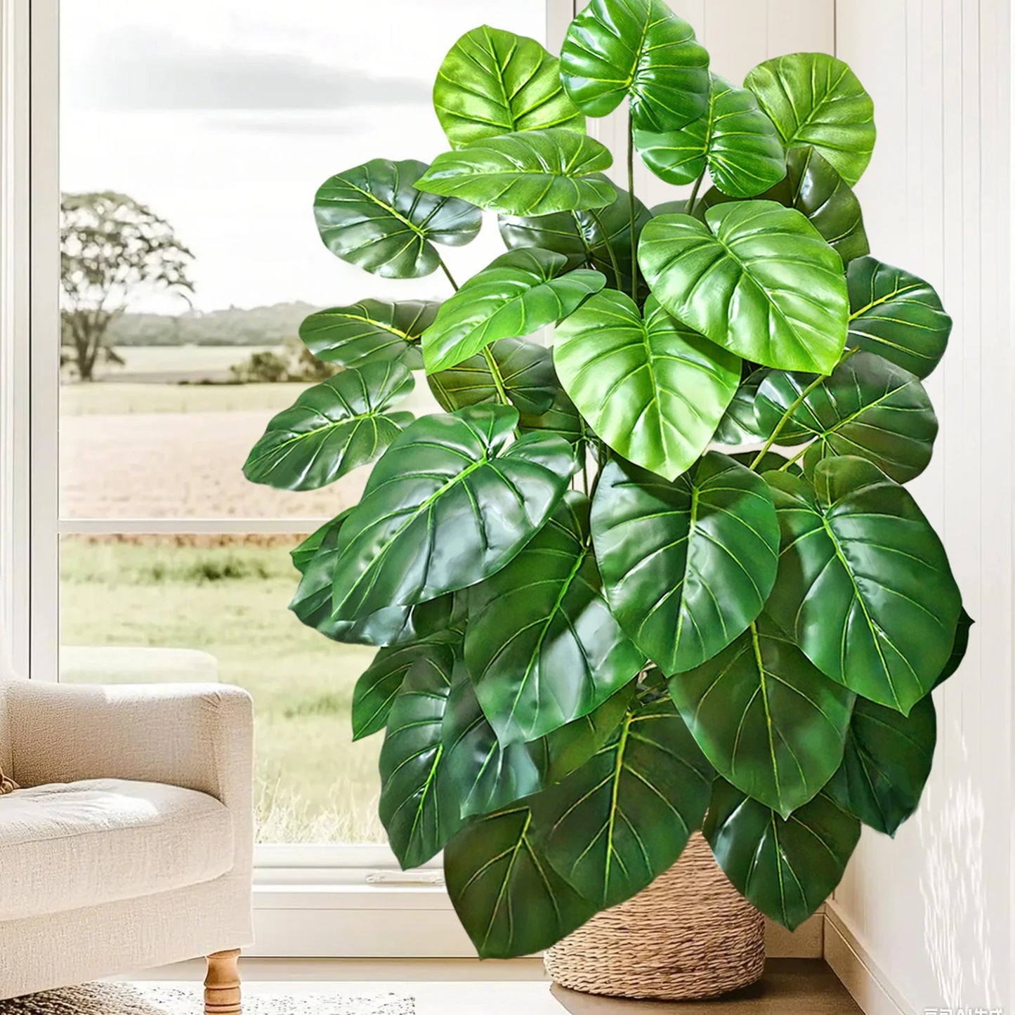 40-105cm /40.5in Artificial Monstera Plants Fake Palm Tree Plastic Turtle Leaves Green Tall Plants For Home Garden Room Decor