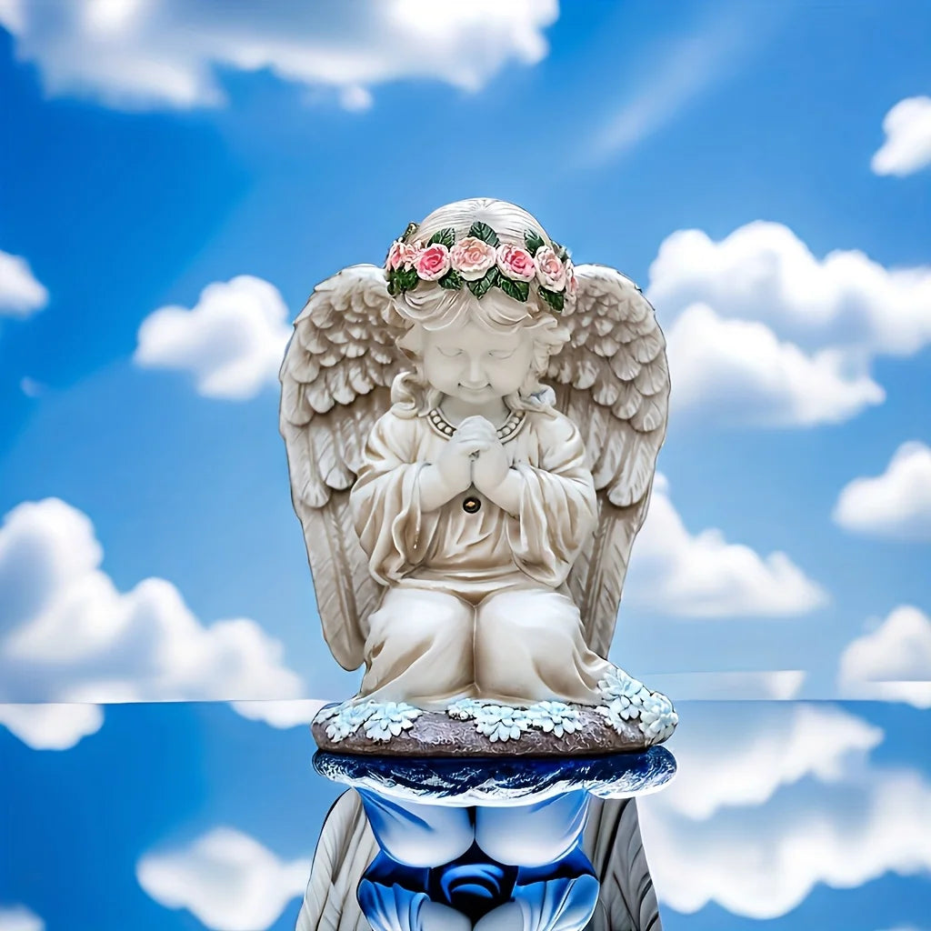 Angel Garden Statue, Solar Garden Figurine Outdoor Decor, Garden Solar Light, Angel, Resin, Solar Powered, Easy to Install