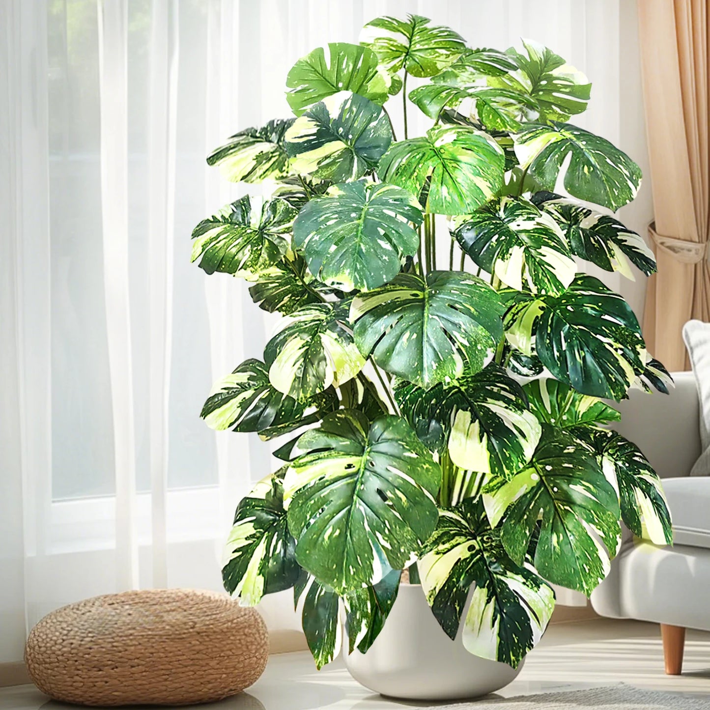 40-105cm /40.5in Artificial Monstera Plants Fake Palm Tree Plastic Turtle Leaves Green Tall Plants For Home Garden Room Decor
