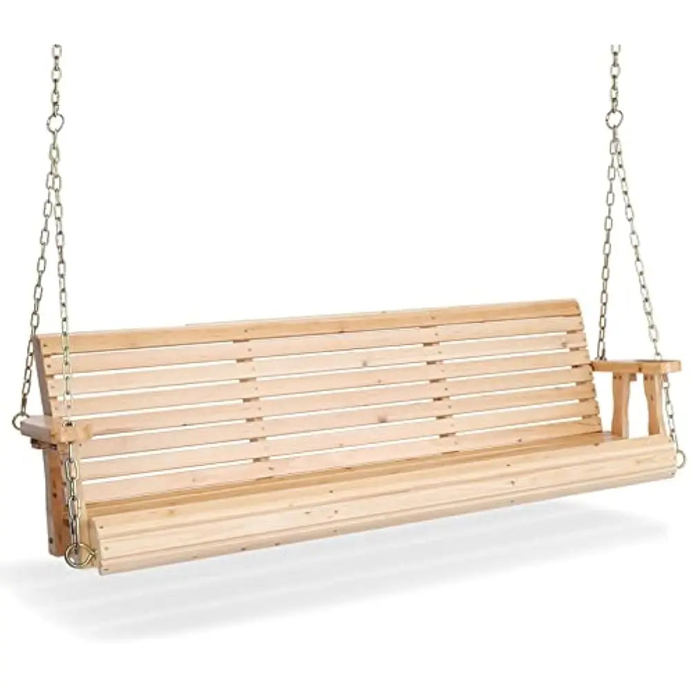 Upgraded wooden porch swings for courtyards and gardens, heavy-duty 880 pound outdoor swing benches with hanging chains