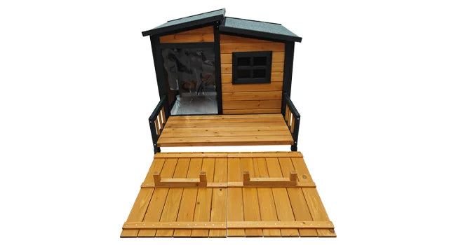 Outdoor Dog House,Wood Warm Pets Home,Insulated Wearproof Outside Shelter Elevated Floor,Easy to Assemble