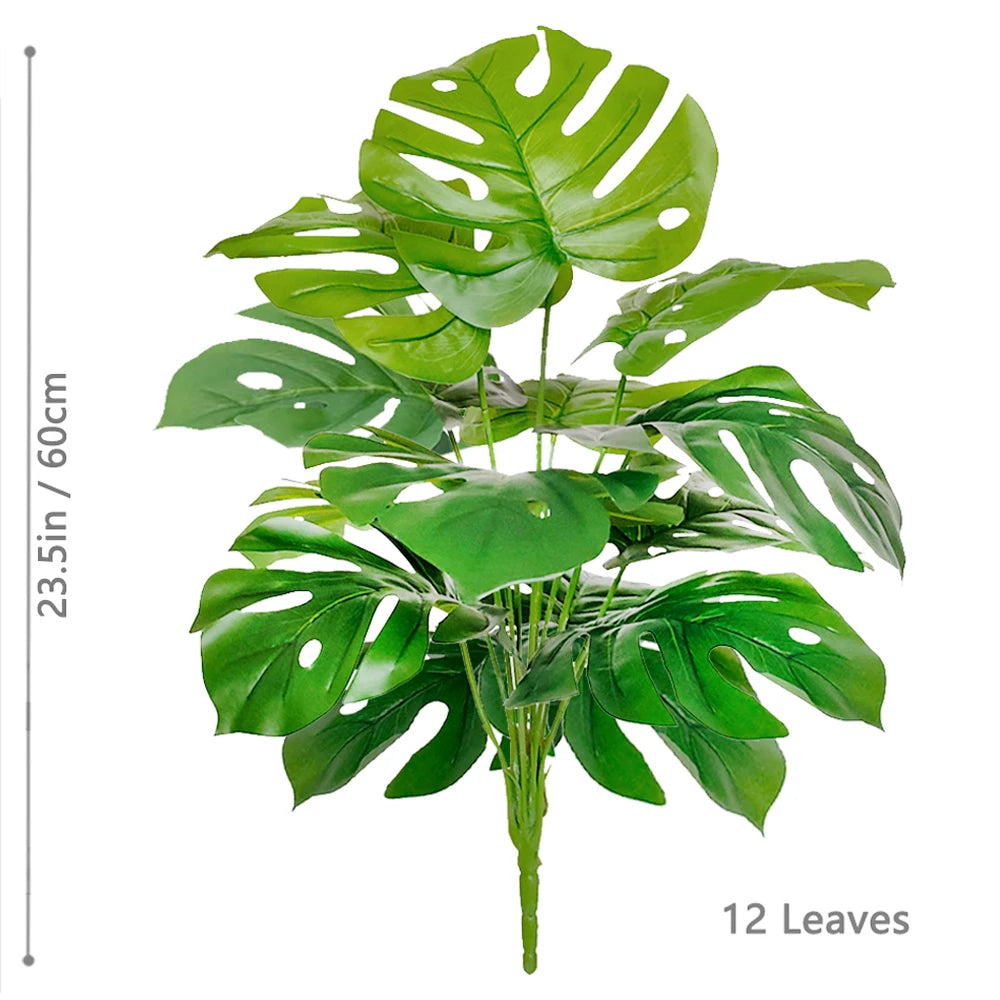 40-105cm /40.5in Artificial Monstera Plants Fake Palm Tree Plastic Turtle Leaves Green Tall Plants For Home Garden Room Decor