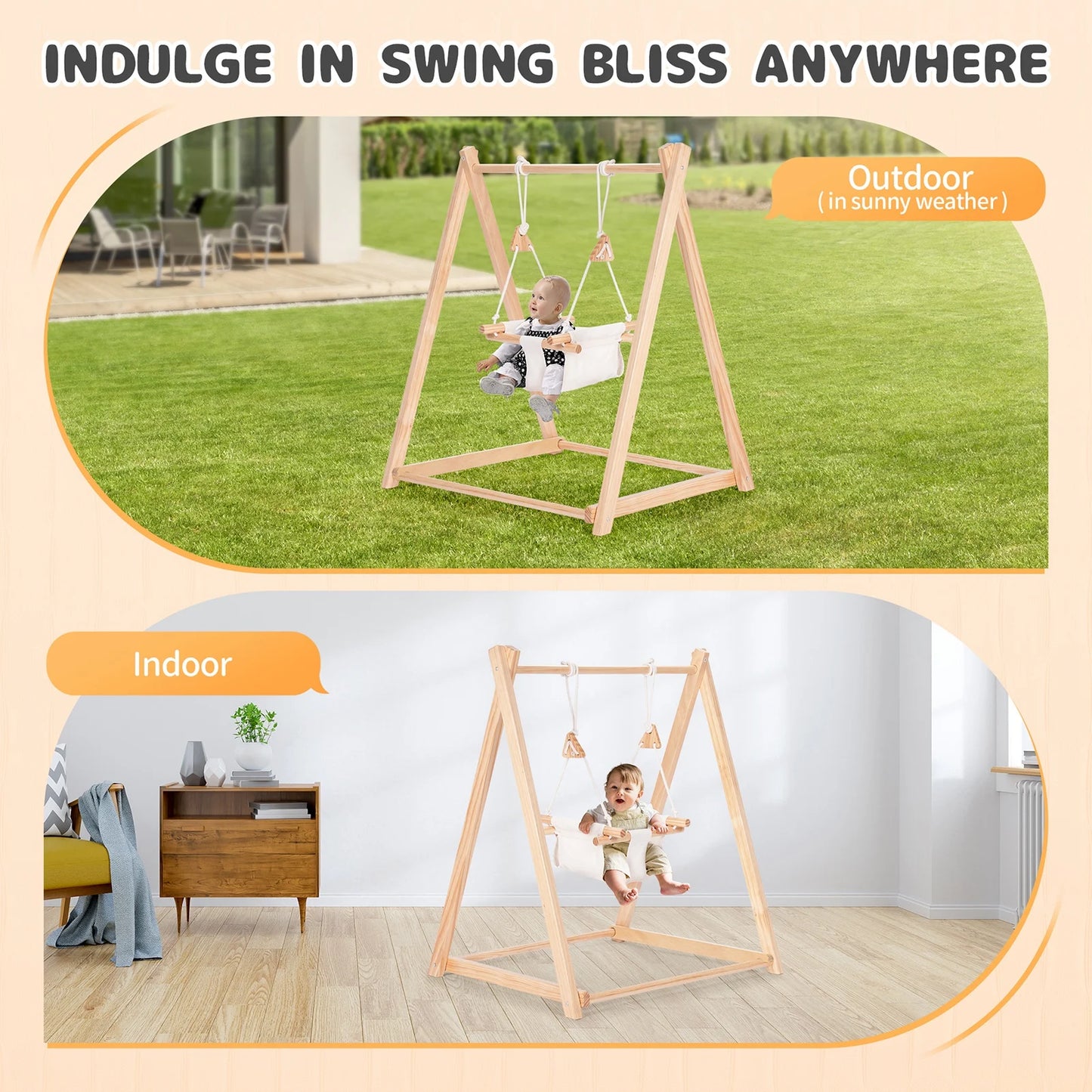 Indoor backyard swing set 2 in 1 foldable indoor swing hammock indoor swing hanging chair