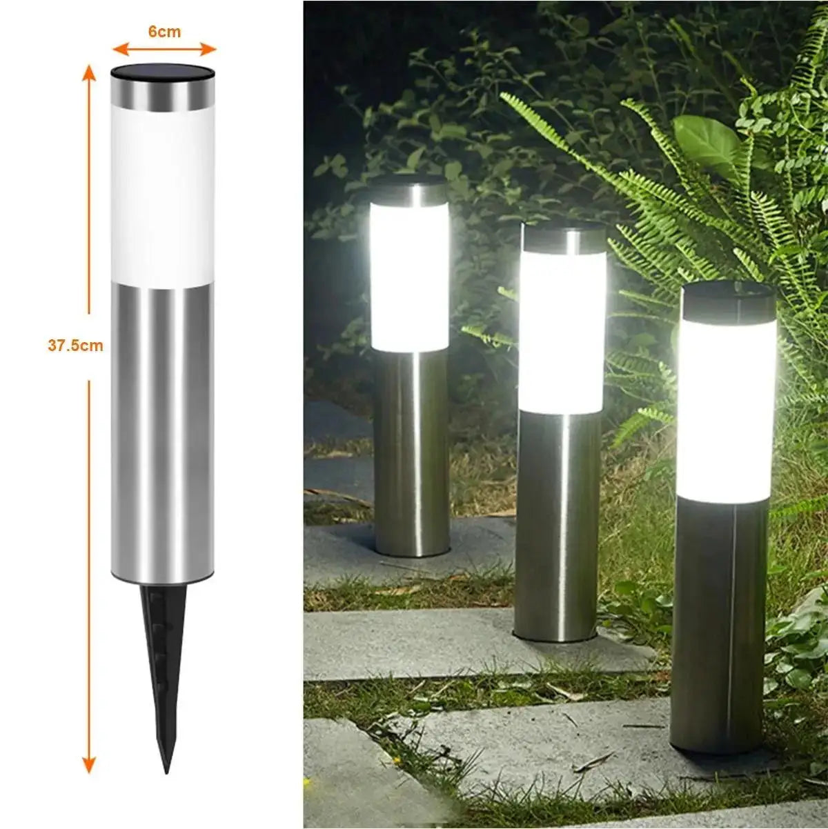 Cylindrical Garden Solar Light Dusk To Dawn Street Lights Garden Solar Powered Outdoor Waterproof Lamp Cool White Bulb Warm