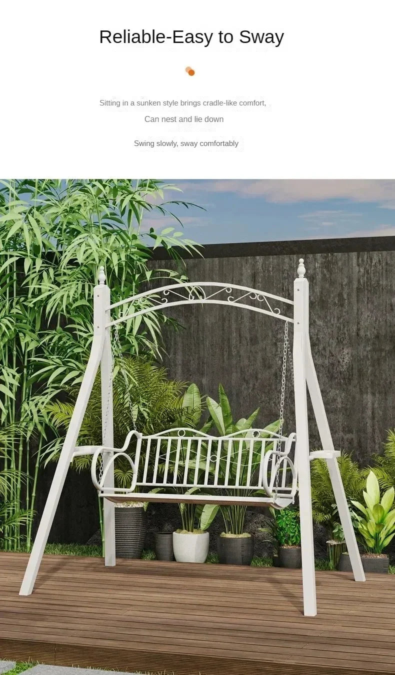 Double Person Courtyard Garden Outdoor Home Swing Hanging Chair Outdoor Villa Wrought Iron Balcony Rocking Chair Hanging Basket