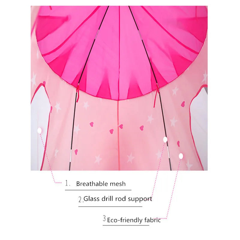 Children's Tent Portable Foldable Folding Play Tent Baby Play House Large Girls Princess Prince Castle Outdoor Toy Kid Boy Gift