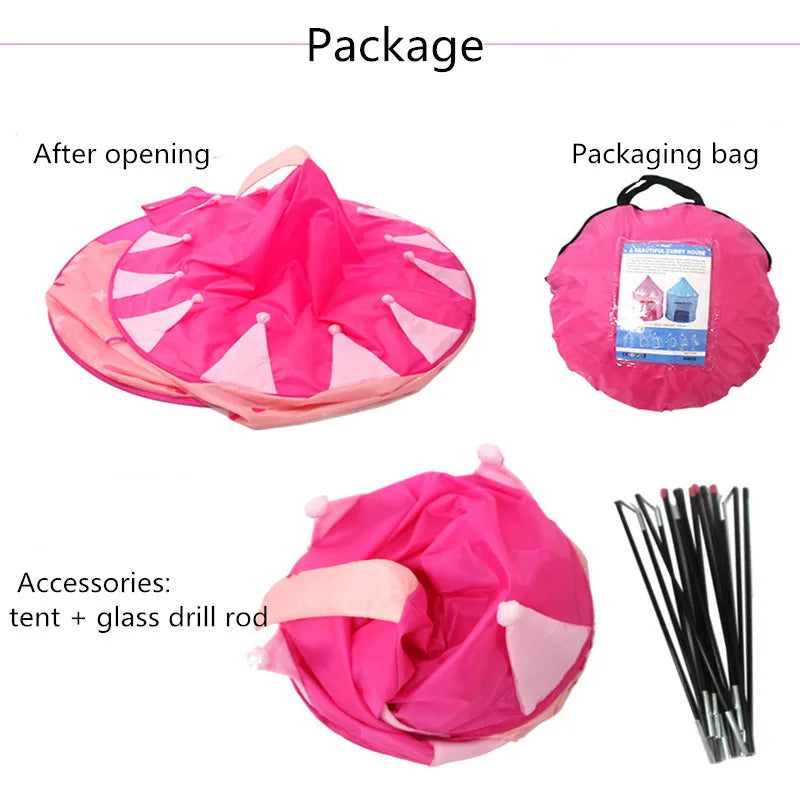 Children's Tent Portable Foldable Folding Play Tent Baby Play House Large Girls Princess Prince Castle Outdoor Toy Kid Boy Gift