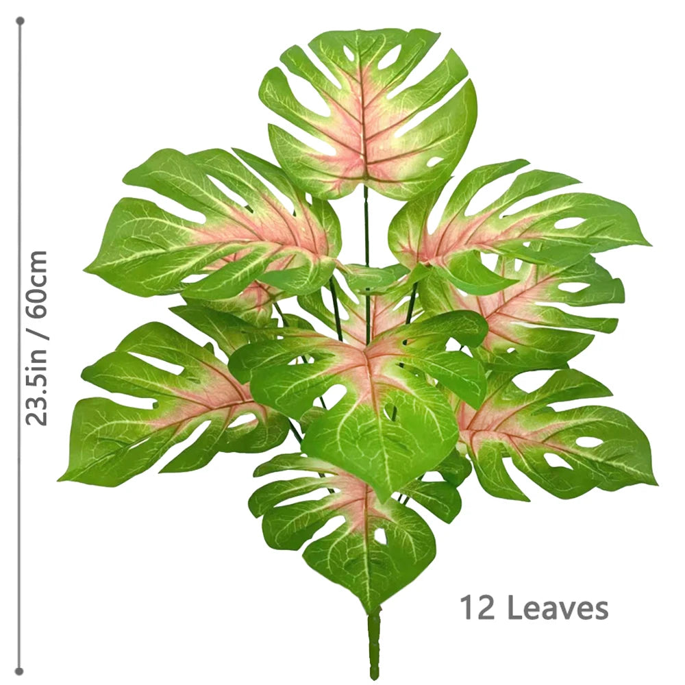 40-105cm /40.5in Artificial Monstera Plants Fake Palm Tree Plastic Turtle Leaves Green Tall Plants For Home Garden Room Decor