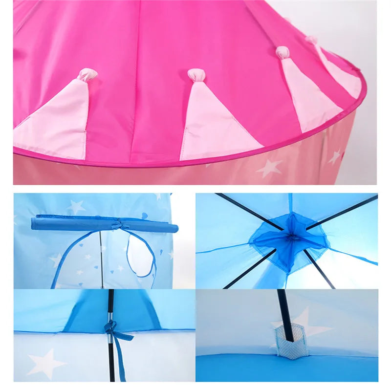 Children's Tent Portable Foldable Folding Play Tent Baby Play House Large Girls Princess Prince Castle Outdoor Toy Kid Boy Gift