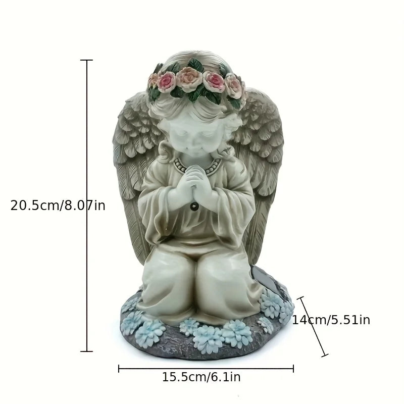 Angel Garden Statue, Solar Garden Figurine Outdoor Decor, Garden Solar Light, Angel, Resin, Solar Powered, Easy to Install