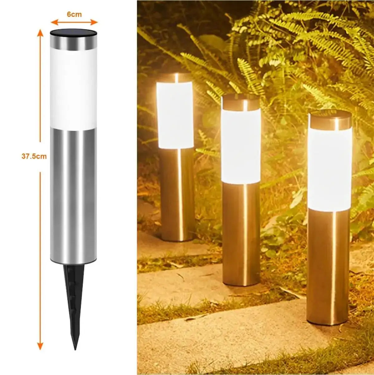 Cylindrical Garden Solar Light Dusk To Dawn Street Lights Garden Solar Powered Outdoor Waterproof Lamp Cool White Bulb Warm