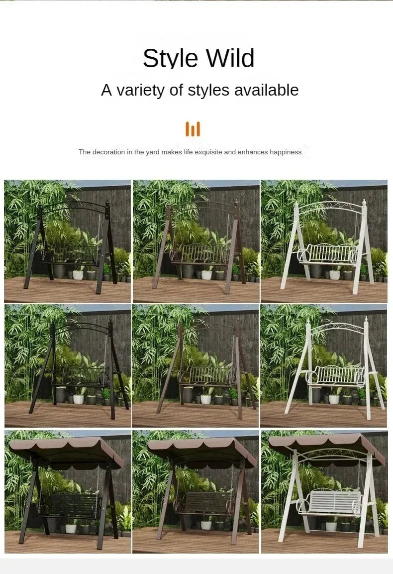 Double Person Courtyard Garden Outdoor Home Swing Hanging Chair Outdoor Villa Wrought Iron Balcony Rocking Chair Hanging Basket