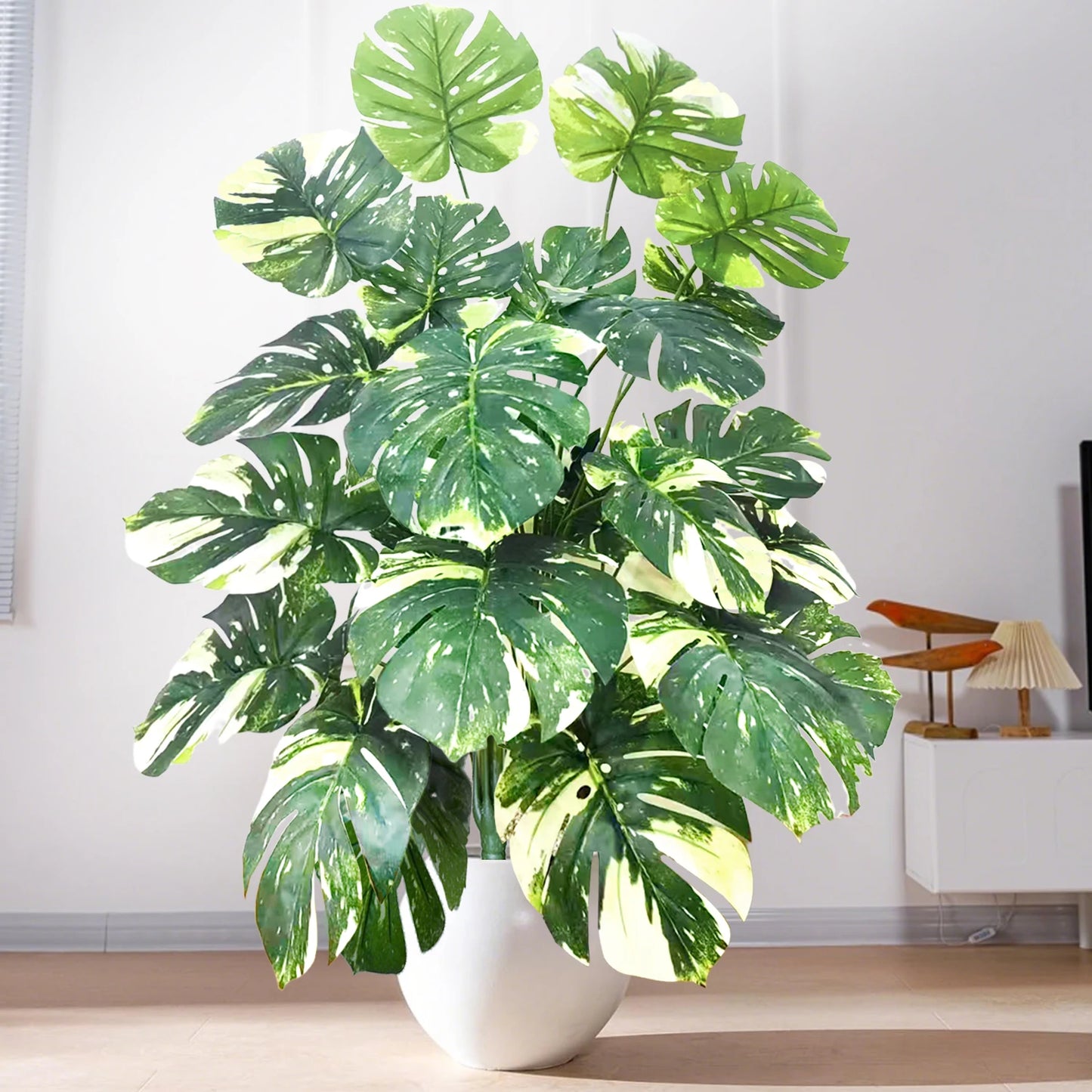 40-105cm /40.5in Artificial Monstera Plants Fake Palm Tree Plastic Turtle Leaves Green Tall Plants For Home Garden Room Decor
