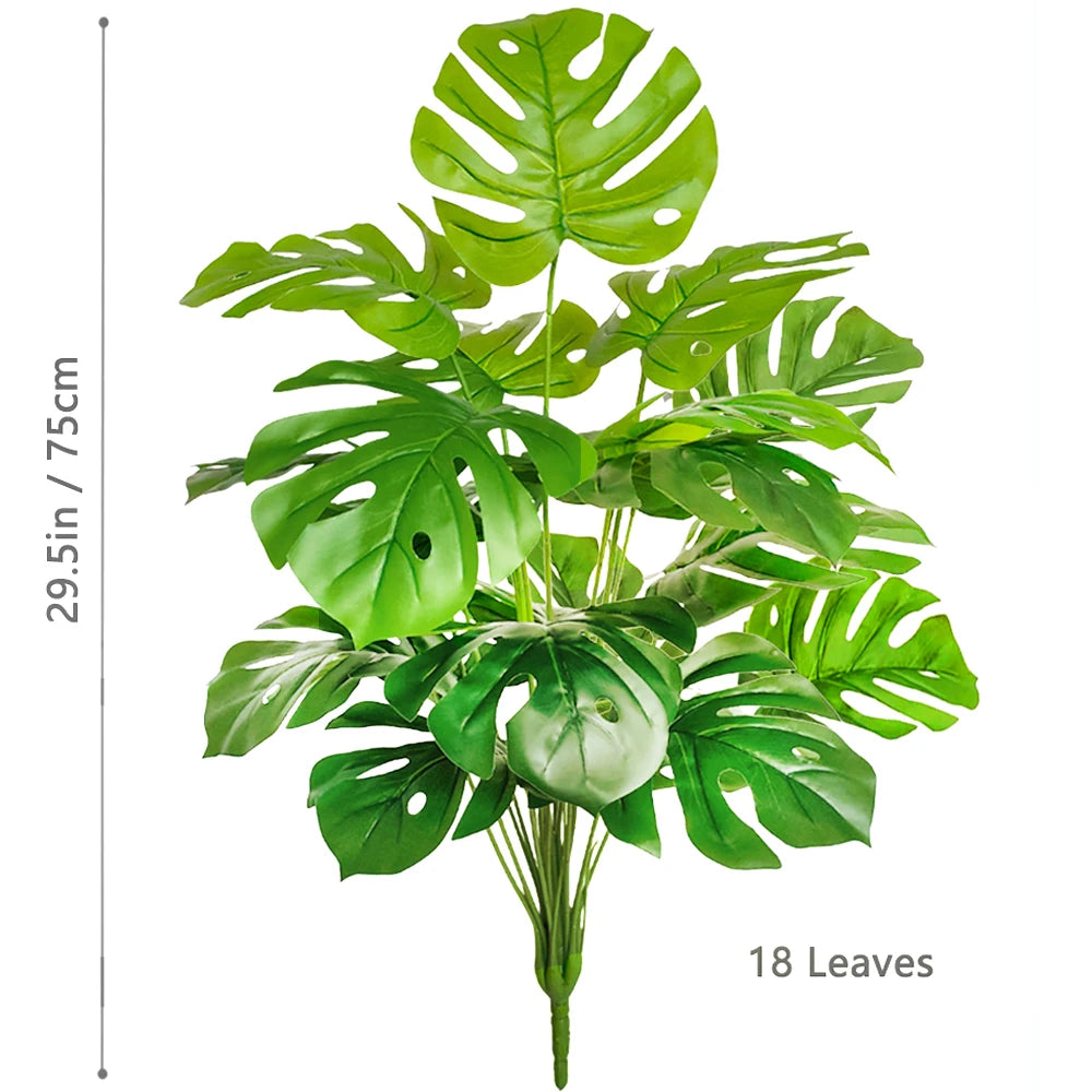 40-105cm /40.5in Artificial Monstera Plants Fake Palm Tree Plastic Turtle Leaves Green Tall Plants For Home Garden Room Decor