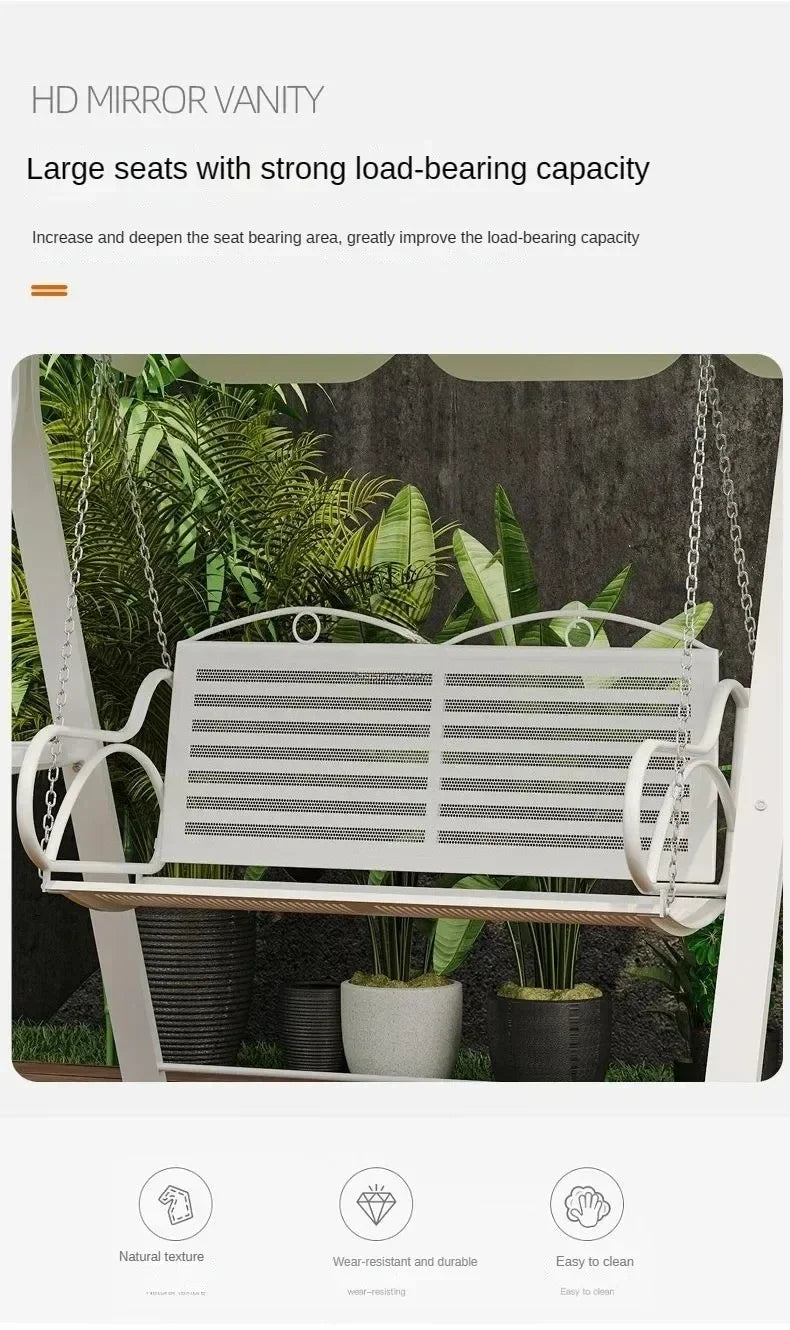 Double Person Courtyard Garden Outdoor Home Swing Hanging Chair Outdoor Villa Wrought Iron Balcony Rocking Chair Hanging Basket