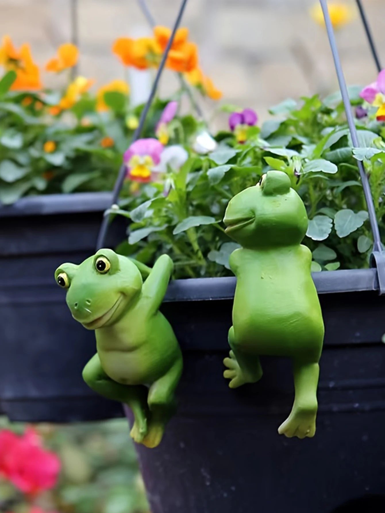 3pc garden garden art bonsai ornaments decorative creative cartoon animal frog hanging pot climbing tank rabbit resin