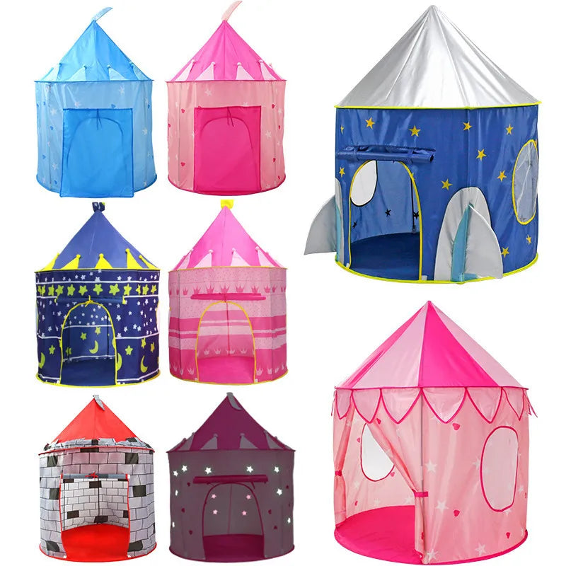 Children's Tent Portable Foldable Folding Play Tent Baby Play House Large Girls Princess Prince Castle Outdoor Toy Kid Boy Gift
