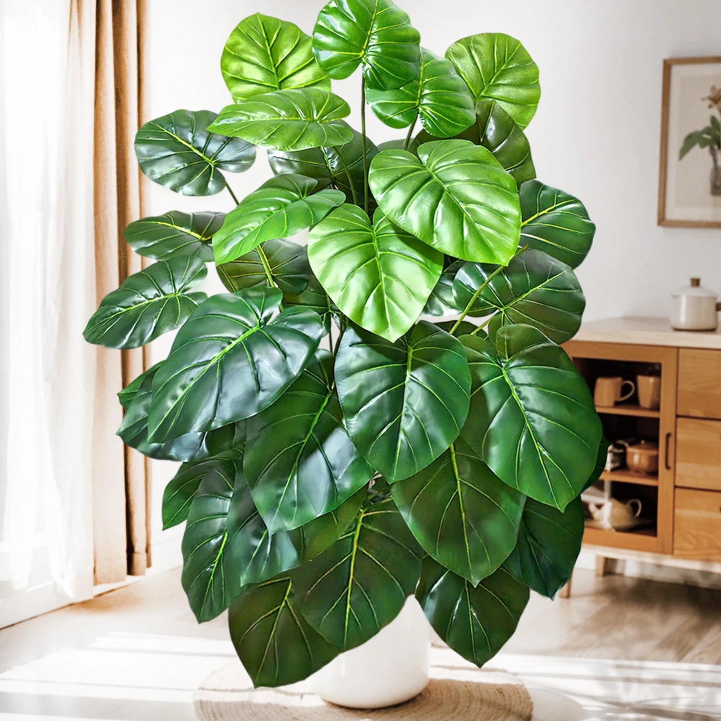 40-105cm /40.5in Artificial Monstera Plants Fake Palm Tree Plastic Turtle Leaves Green Tall Plants For Home Garden Room Decor