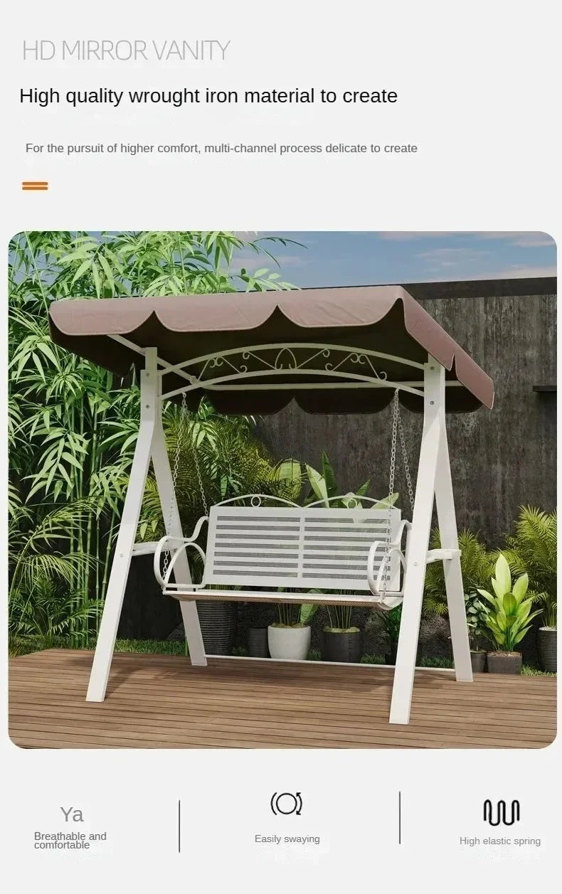 Double Person Courtyard Garden Outdoor Home Swing Hanging Chair Outdoor Villa Wrought Iron Balcony Rocking Chair Hanging Basket