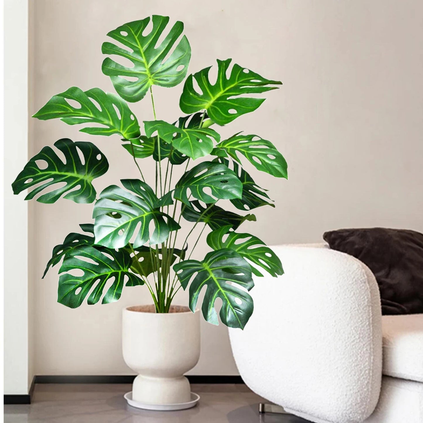 40-105cm /40.5in Artificial Monstera Plants Fake Palm Tree Plastic Turtle Leaves Green Tall Plants For Home Garden Room Decor