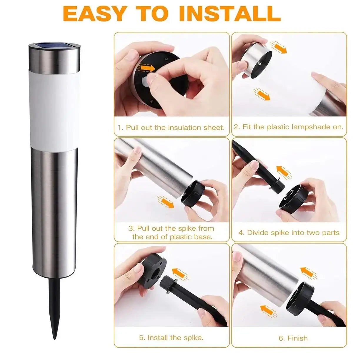 Cylindrical Garden Solar Light Dusk To Dawn Street Lights Garden Solar Powered Outdoor Waterproof Lamp Cool White Bulb Warm