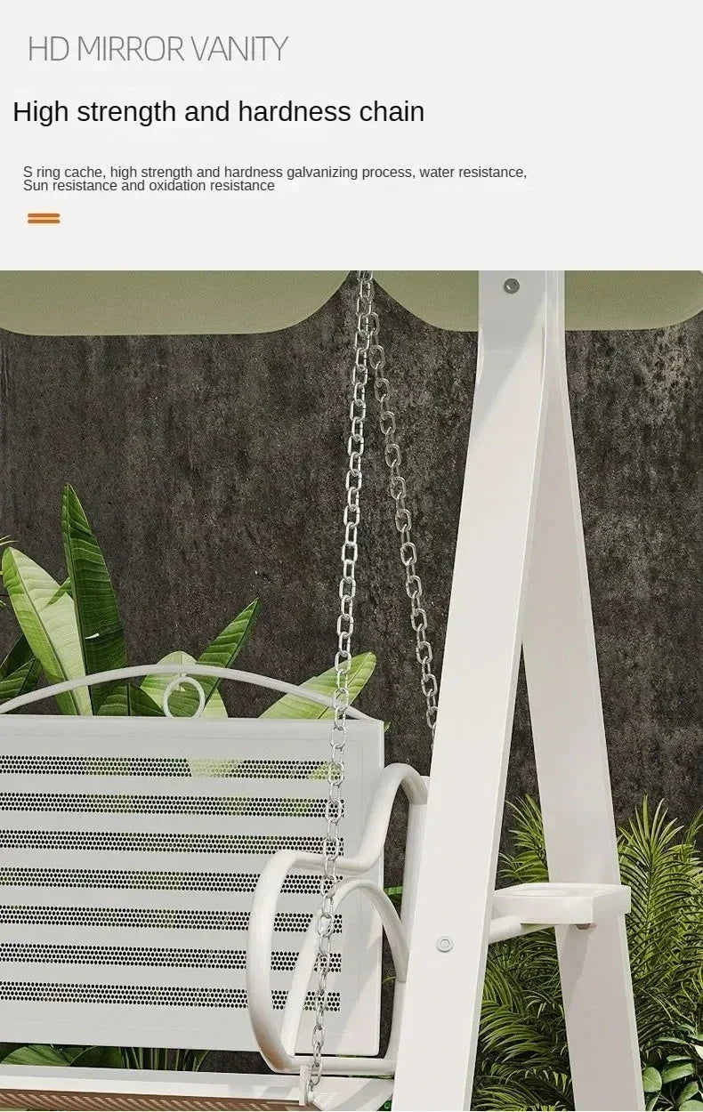 Double Person Courtyard Garden Outdoor Home Swing Hanging Chair Outdoor Villa Wrought Iron Balcony Rocking Chair Hanging Basket