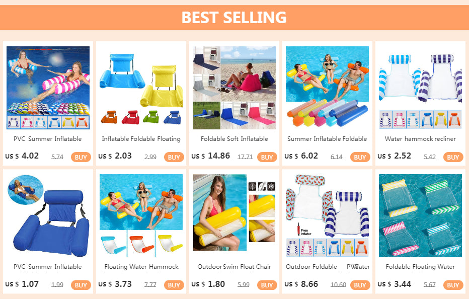 PVC Summer Inflatable Foldable Floating Row Swimming Pool Water Hammock Air Mattresses Bed Beach Water Sports Lounger Chair