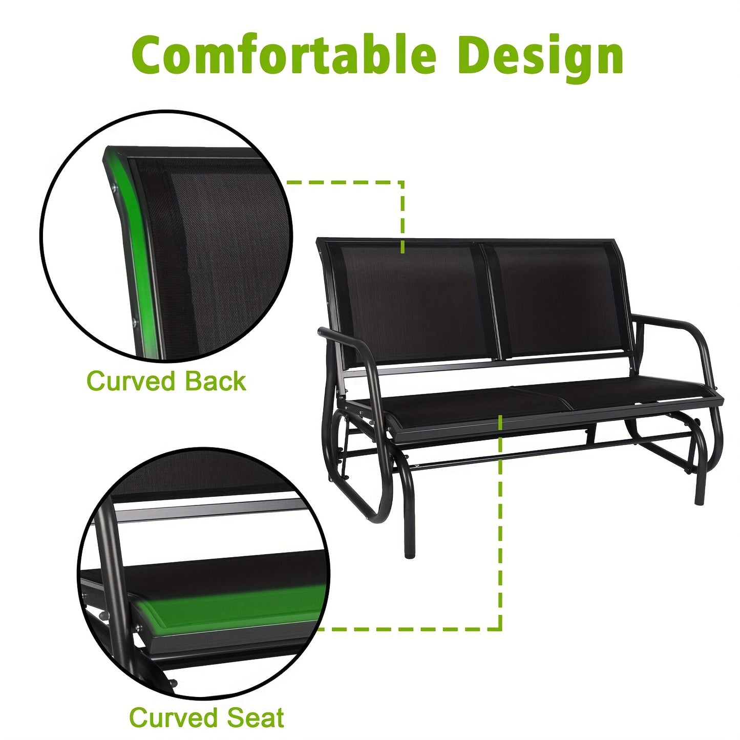2 Person Swing Glider Bench Rocking Loveseat Chair Yard Garden Outdoor, Valentines Day Gifts