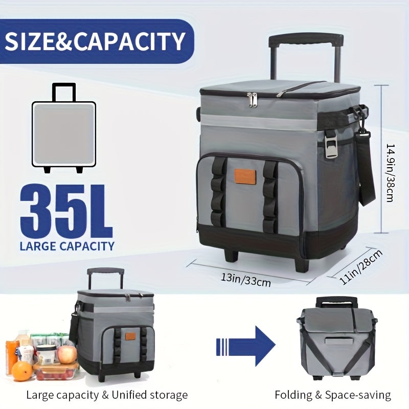 Trolley Large Capacity Insulation Bag, Suitable for Car Cooler, Suitable for Outdoor Picnics, 9. 25 Gallon Portable Incubator, Travel, Easy to Carry All Kinds of Things, Long- Term Insulation And Refrigeration