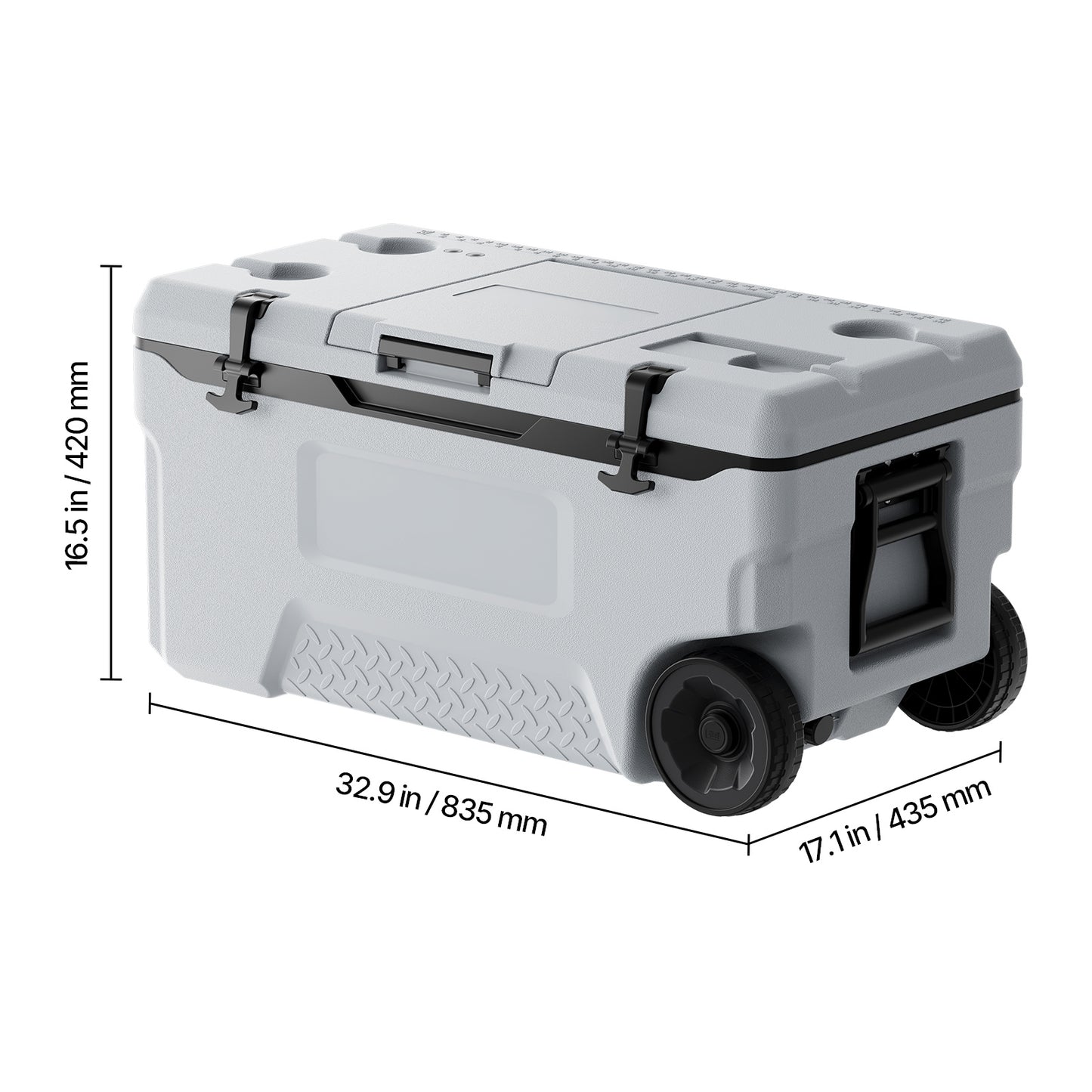 Portable Cooler 45/74 QT Insulated Wheeled Cooler 64 Can Capacity with Cup Holder