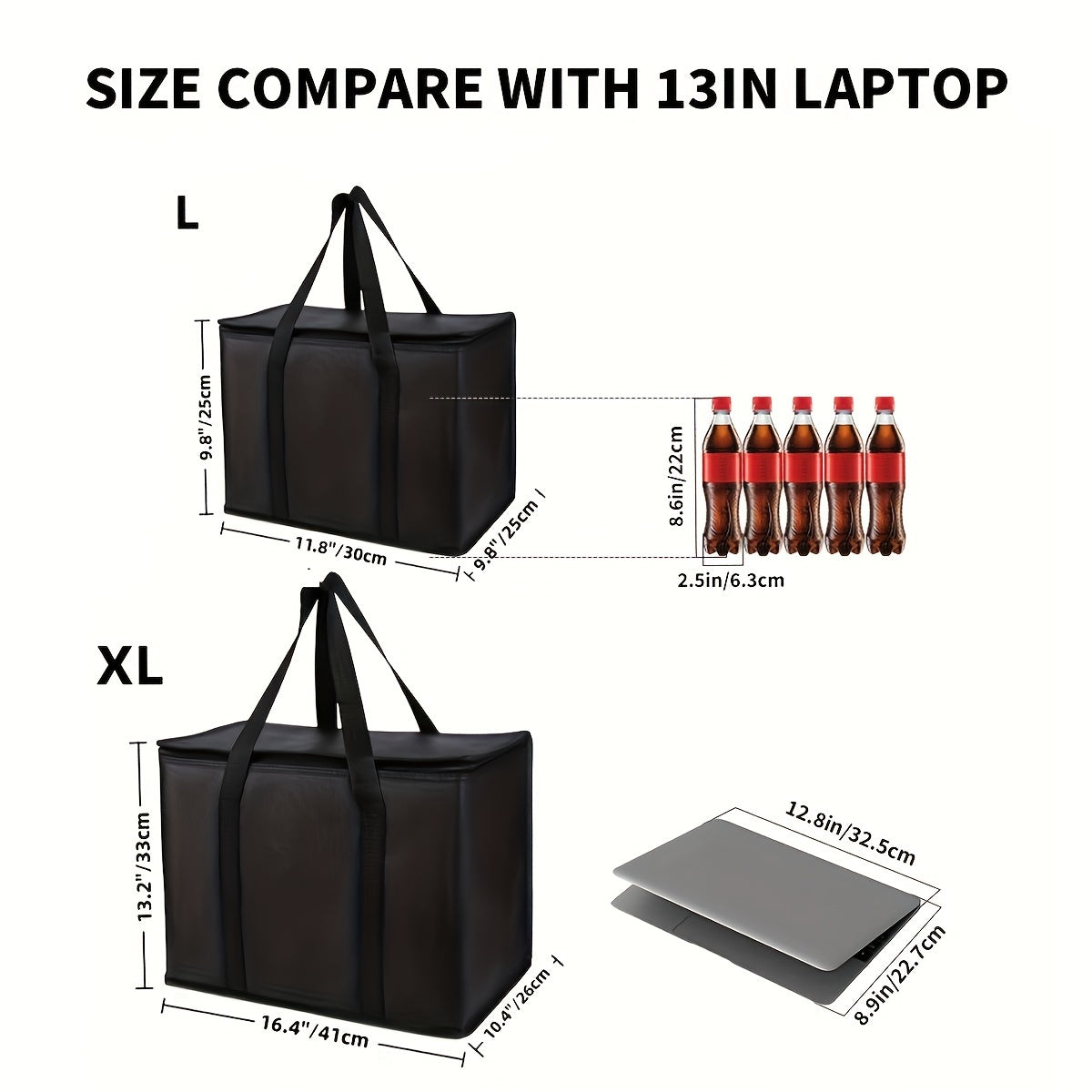 XL Insulated Bag: Keep items hot or cold for hours - grocery outdoor tote bag, reusable insulated cooler bag, portable, lightweight and sturdy with a zipper, suitable for camping, parties and festivals. Do not contact food.