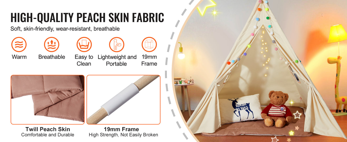 VEVOR Kids Play Tent Teepee Tent for Kids 1-5 Years Old Tent for Kids with Windows for Indoor and Outdoor Toddler Tent