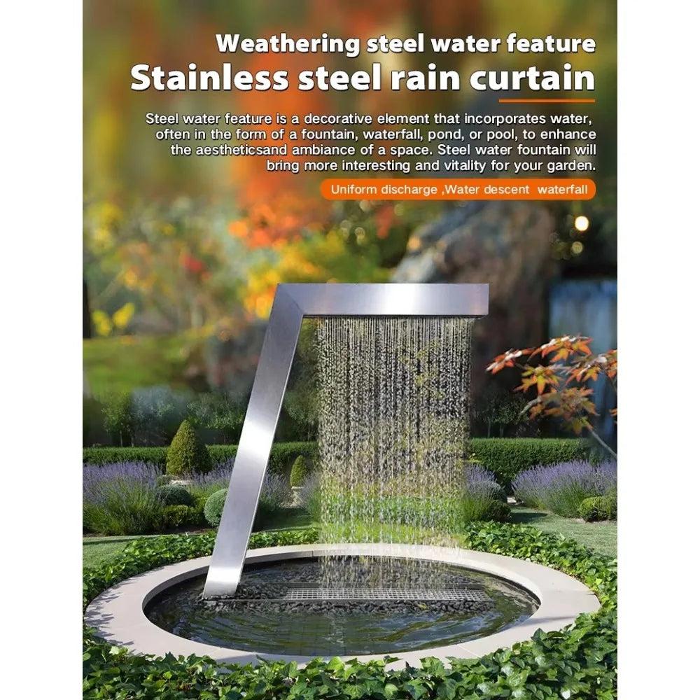 Water features of stainless steel outdoor fountain garden waterfall rain curtain wall
