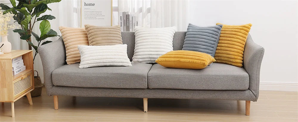 Olanly Faux Fur Pillow Cover 50x50cm Nordic Solid Cushion Cover 45x45 Soft Fluffy Pillowcase Decor Plush Throw Pillow Case Sofa