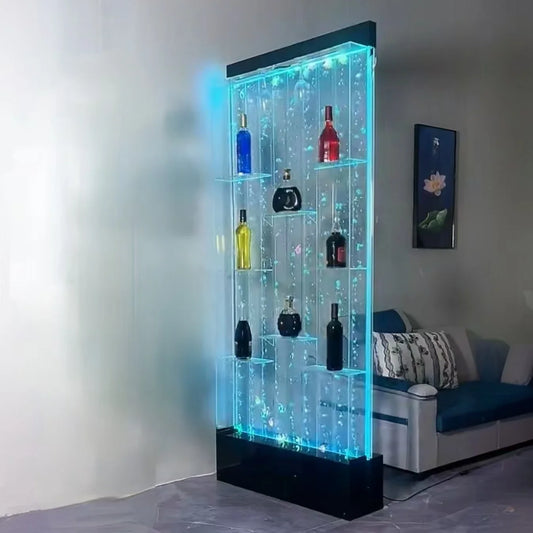 Waterfall Air Pump Bubble Wall Decorative RGB Lights Indoor Water Fountain for Office Home Shop Decoration