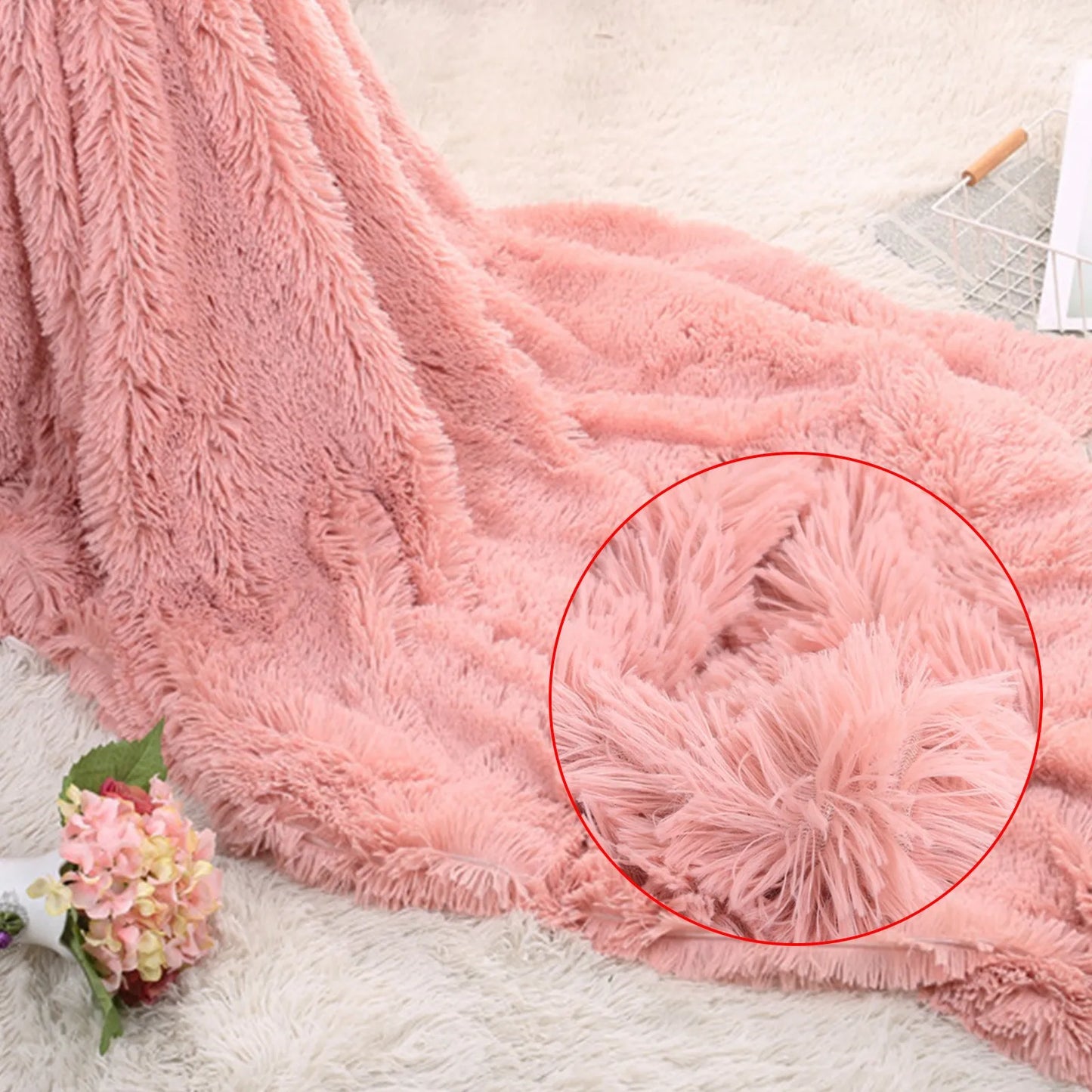 Large Flannel Throw Blanket Long Shaggy Plush Blanket For Couch Sofa Bed Winter Warm Soft Fluffy Faux Fur Bedspread Multi Colors