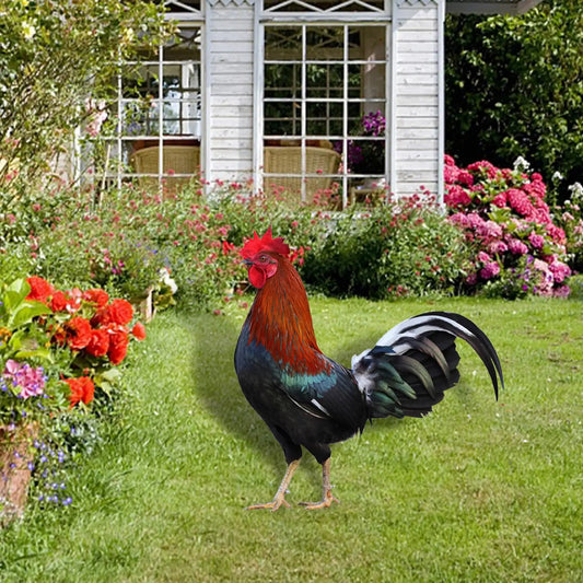 Rooster Animal Statue Stakes Sign Easter Decor Figures Chicken Sculpture Ornaments for Outdoor Courtyard Backyard Pathway Farm