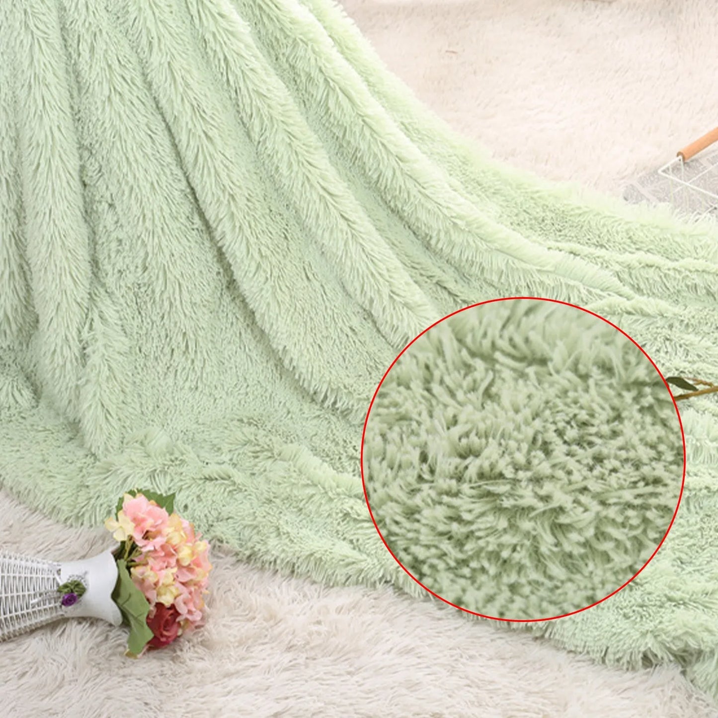 Large Flannel Throw Blanket Long Shaggy Plush Blanket For Couch Sofa Bed Winter Warm Soft Fluffy Faux Fur Bedspread Multi Colors