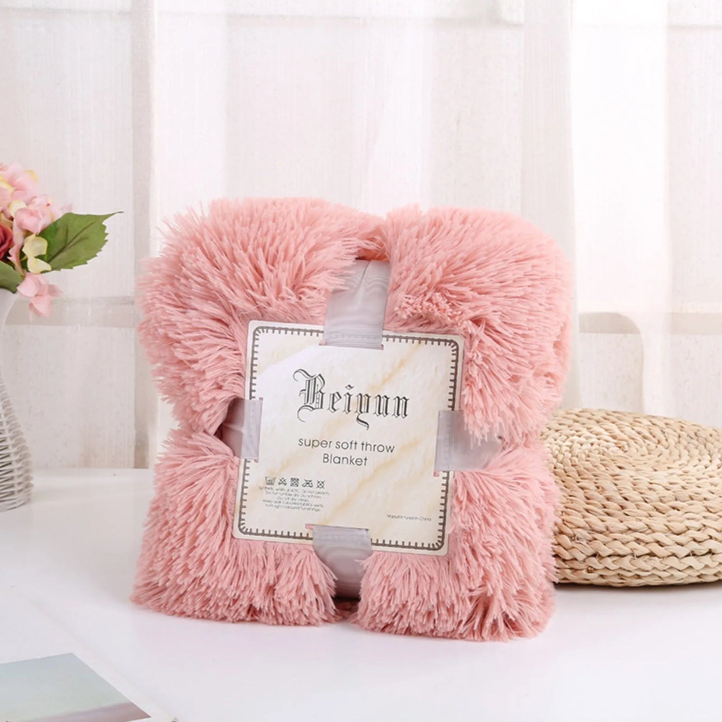 Large Flannel Throw Blanket Long Shaggy Plush Blanket For Couch Sofa Bed Winter Warm Soft Fluffy Faux Fur Bedspread Multi Colors