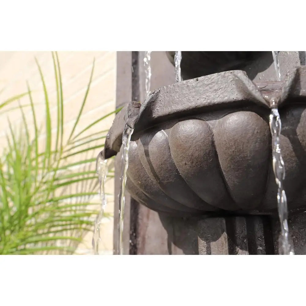 Indoor Outdoor Resin Wall Fountain with Floral Design Thermal-Sensitive Pump Easy Installation Water Feature Decorative Accent