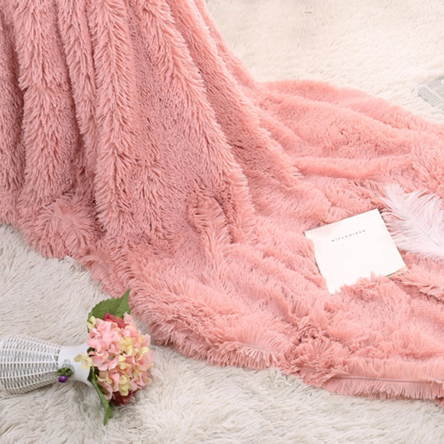 Large Flannel Throw Blanket Long Shaggy Plush Blanket For Couch Sofa Bed Winter Warm Soft Fluffy Faux Fur Bedspread Multi Colors