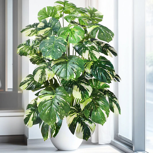 40-105cm /40.5in Artificial Monstera Plants Fake Palm Tree Plastic Turtle Leaves Green Tall Plants For Home Garden Room Decor