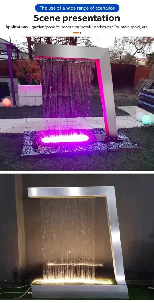 Water features of stainless steel outdoor fountain garden waterfall rain curtain wall
