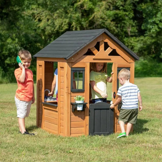 Popular All Cedar Wooden Playhouse, Light Brown