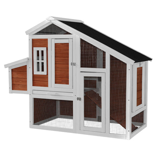 Chicken Coop, 51" Chicken Hen House, Wooden Poultry Cage with Large Nesting Box,