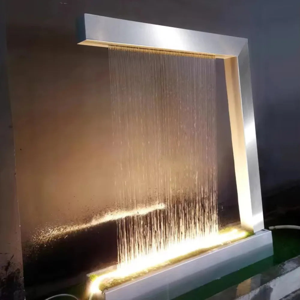 Water features of stainless steel outdoor fountain garden waterfall rain curtain wall