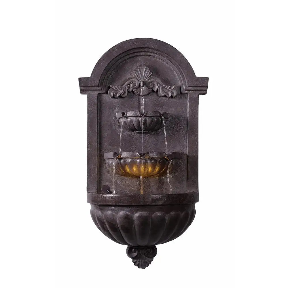 Indoor Outdoor Resin Wall Fountain with Floral Design Thermal-Sensitive Pump Easy Installation Water Feature Decorative Accent