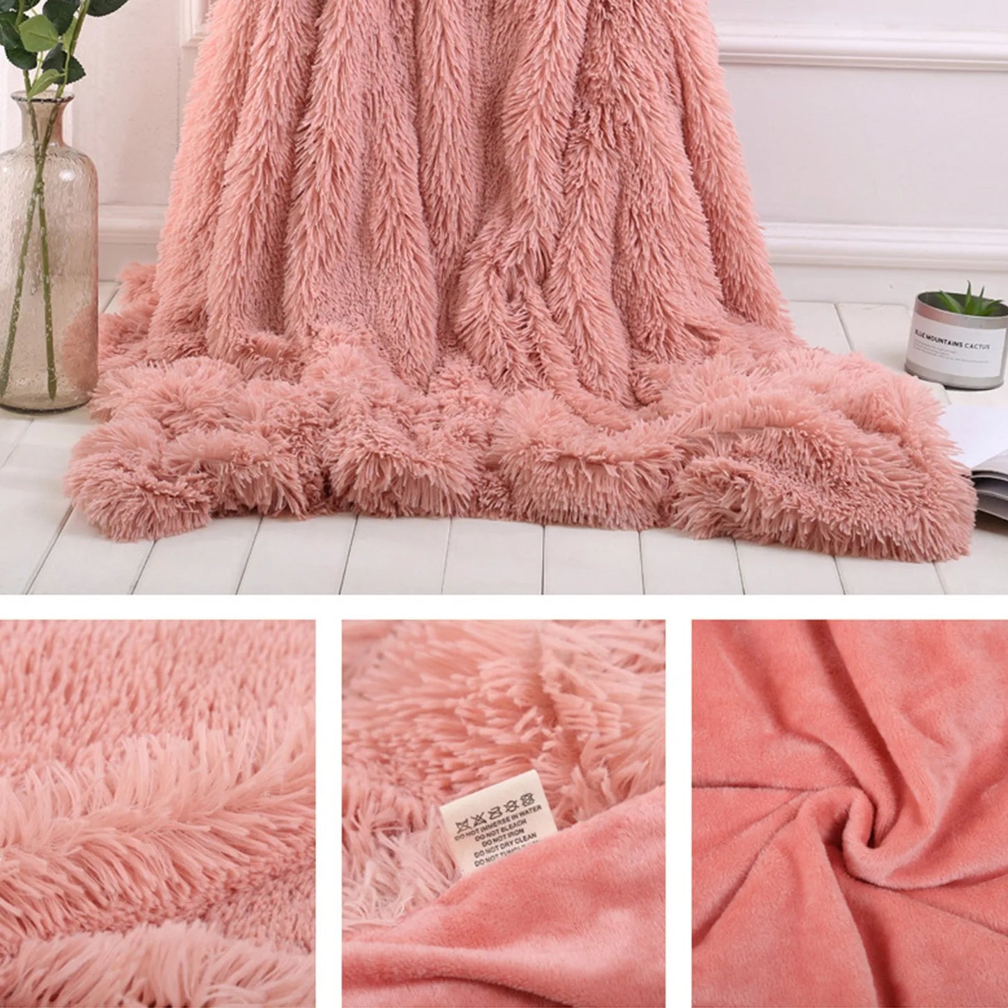Large Flannel Throw Blanket Long Shaggy Plush Blanket For Couch Sofa Bed Winter Warm Soft Fluffy Faux Fur Bedspread Multi Colors