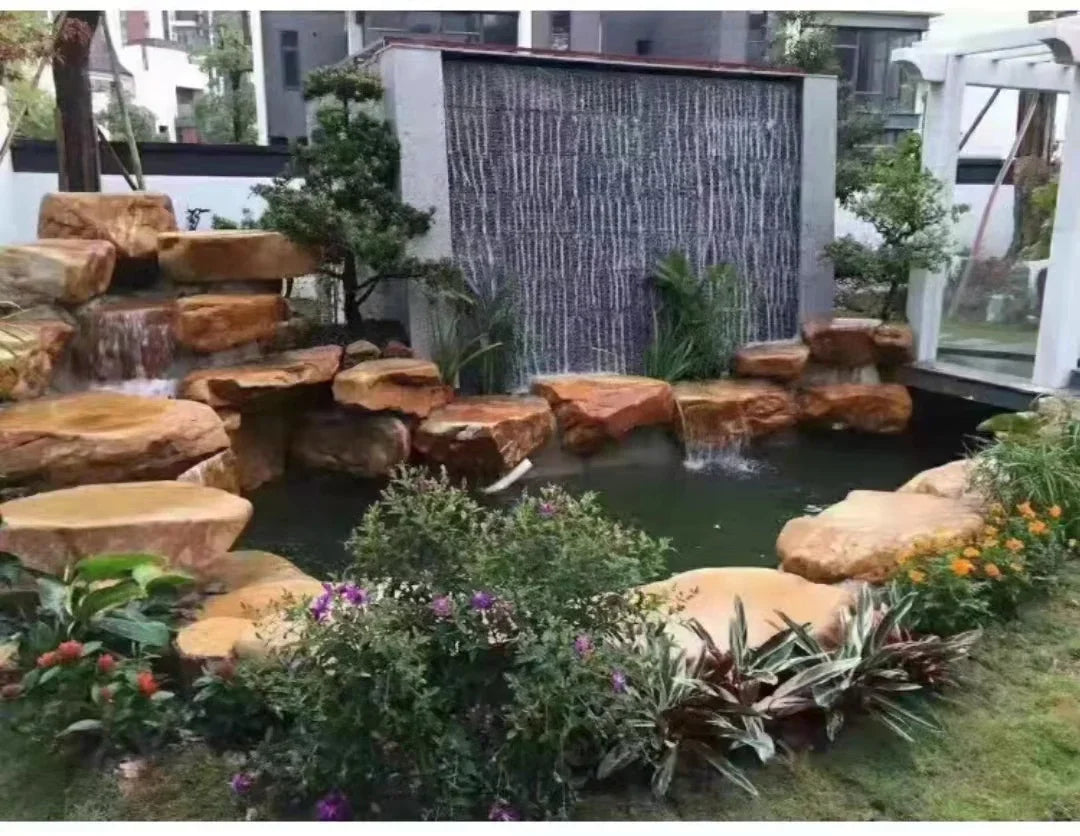 Stainless steel sink outlet, water curtain wall and flowing water landscape, waterfall fountain